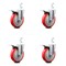 Service Caster 5 Inch Red Poly Wheel Swivel 7/8 Inch Square Stem Caster Set Total Lock Brake SCC-SQTTL20S514-PPUB-RED-78-4 - alternate 1